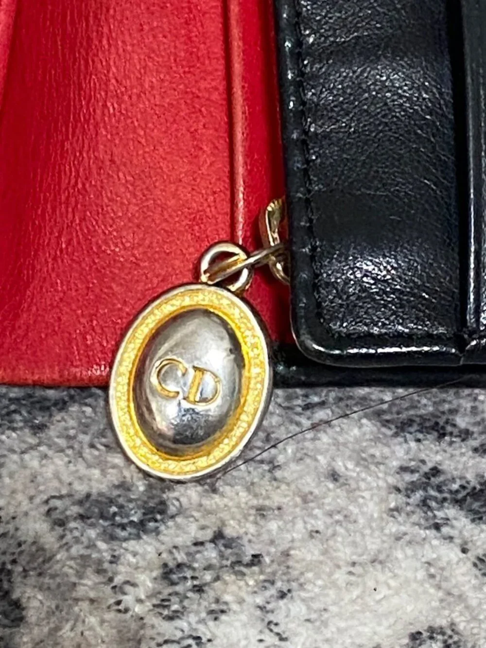 Christian Dior Bifold Leather Wallet With Red Interior & Card Slots